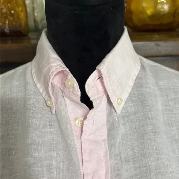 Mens Polo Ralph Lauren Ombré Linen Regular Fit Button-Down Shirt - Picture 3 of 10